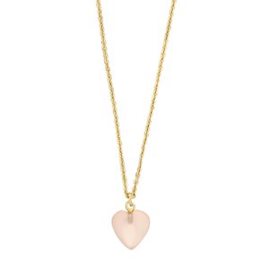 Forgyldt sølv halskæde med pink chalcedon hjerte fra Nordahl Jewellery