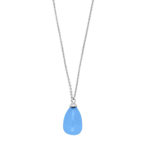 Rhodineret sølv halskæde med blå chalcedon fra Nordahl Jewellery