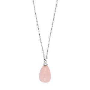 Rhodineret sølv halskæde med rosa kvarts fra Nordahl Jewellery