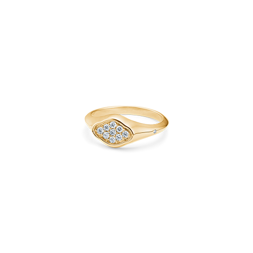 Eksklusiv signet ring i 18 karat guld fra Ro Copenhagen, med diamanter