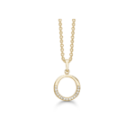 Forgyldt sølv halskæde med cirkel vedhæng med zirkoner fra Støvring Design