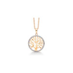 Forgyldt sølv halskæde med livets træ med små zirkoner langs kanten