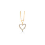 Forgyldt sølv halskæde med hjerte vedhæng med zirkoner langs kanten