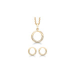 dame smykkesæt forgyldt cirkel vedhæng ørering zirkonia støvring design