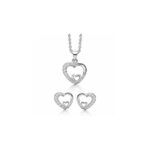 Smykkesæt med hjerter i sølv med zirkoner fra Støvring Design
