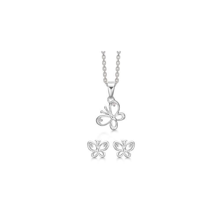Sølv smykkesæt med sommerfugle fra Støvring Design