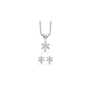 dame smykkesæt sølv rhodineret 6 grabber zirkonia støvring design