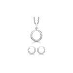 dame smykkesæt cirkel vedhæng ørering zirkonia støvring design