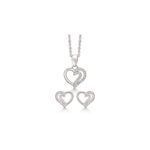 Smykkesæt i rhodineret sølv med hjerter fra Støvring Design