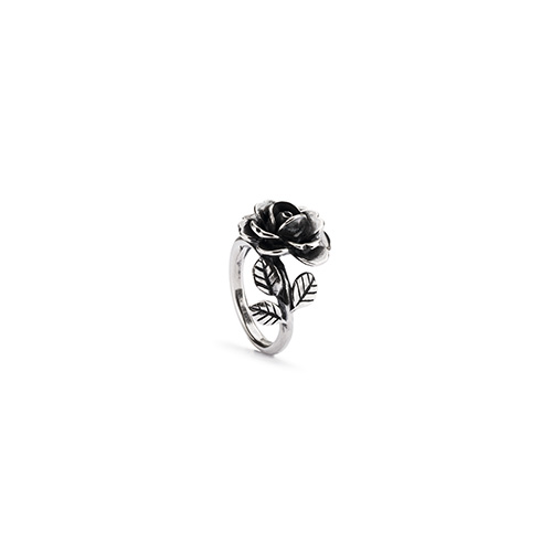 Trollbeads sølv ring med rose