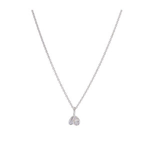 rhodineret sølv halskæde med sweet leaf vedhæng med swarowski krystall