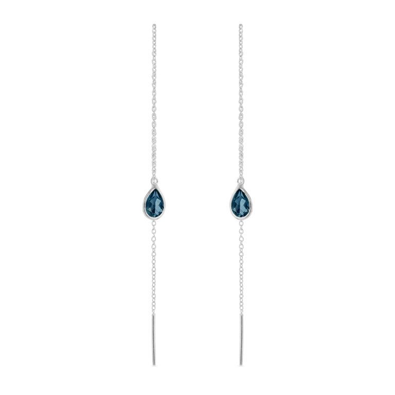 Sølv ørehænger med London Blue krystal fra Susanne Friis Bjørner