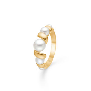 Swirl W Pearl ring i 14 karat guld
