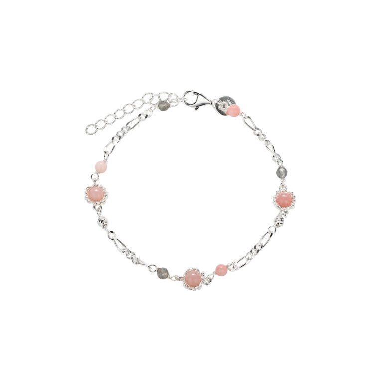 Sølv armbånd med rosa opal og grå månesten fra Aqua Dulce