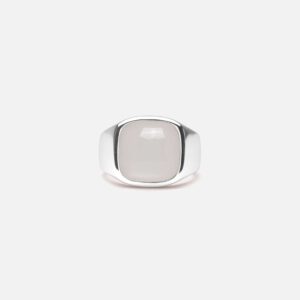 Rhodineret sølv ring med hvid månesten fra IX Studios