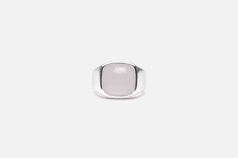 Rhodineret sølv ring med hvid månesten fra IX Studios