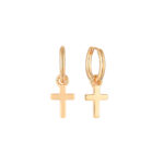 Knæk creoler i forgyldt sølv med kors vedhæng