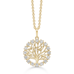 Livets træ halskæde i guld