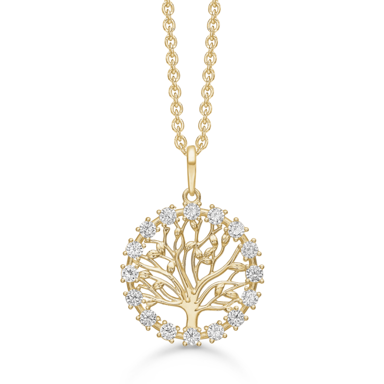 Livets træ halskæde i guld