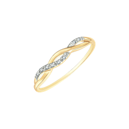 Guld ring 8 karat, flettet med syntetisk cubic zirkonia i den ene snoning