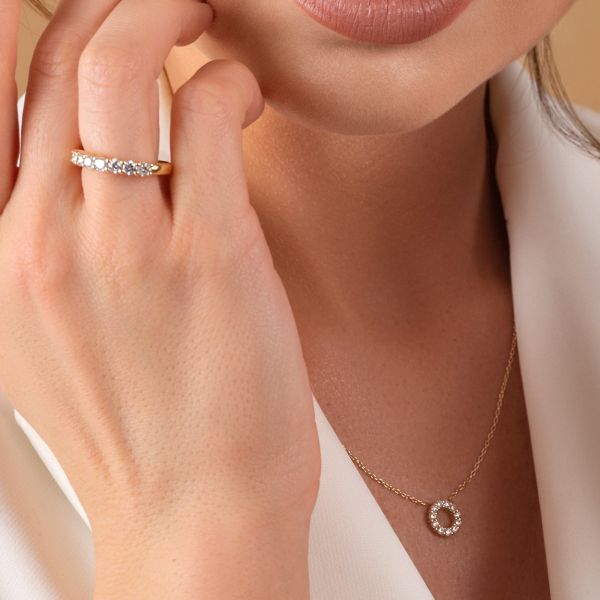 Elegant hvidguld halskæde med cirkel vedhæng m. 11 x 0,03 ct fra Nuran - Billede 2