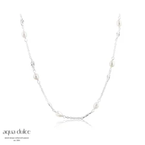Sølv 'Milena' perlehalskæde fra Aqua Dulce varenr. 5826