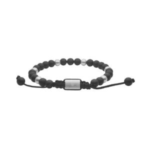 Armbånd sort m. stål fra SON OF NOA