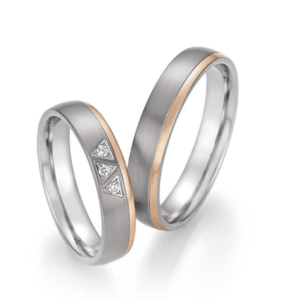 Titanium vielsesringe med 14 karat rosaguld