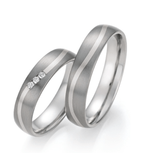 Titanium vielsesringe med 14 karat hvidguld