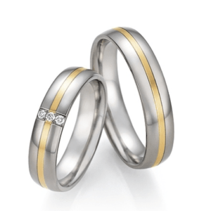 Titanium vielsesringe med 14 karat guld