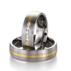 Titanium vielsesringe med 14 karat guld fra CR